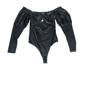 Lovers and Friends Black Bodysuit Cutout Front Size Medium